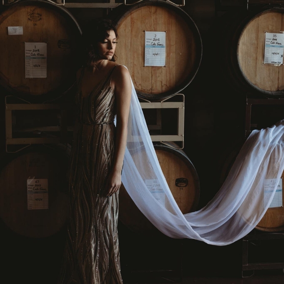 Soft English Net Tulle Bridal Cape Veil - Picture 2 of 6